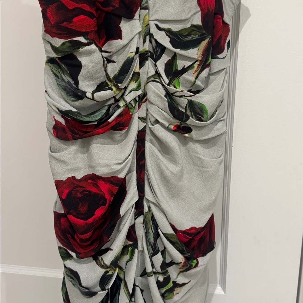 Dolce & Gabbana Floral-Print Ruched Midi Dress size 42 M US size 6 - Picture 12 of 16